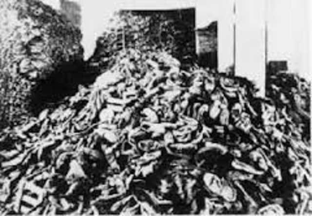 Nazi "extermination" camps located in occupied Poland at Auschwitz, Birkenau, Treblinka, Sobibor, Belzec, and Majdanek-Lublin begins mass murder of Jews in gas chambers.