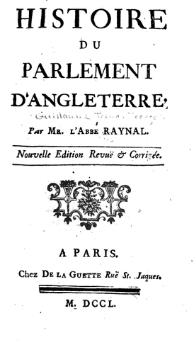 Publication de l'Histoire du Parlement d'Angleterre