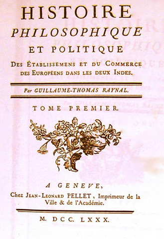 Genève, impression de la troisième édition de l'Histoire des deux Indes