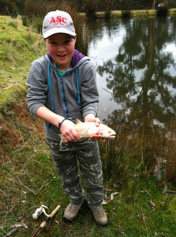 my first trout on fly