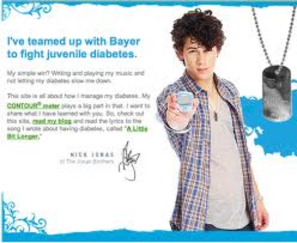 Nick appears in a commercial for Bayer’s Contour Meter