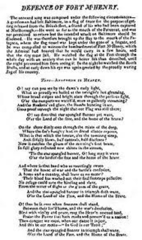 writing of the star spangled banner