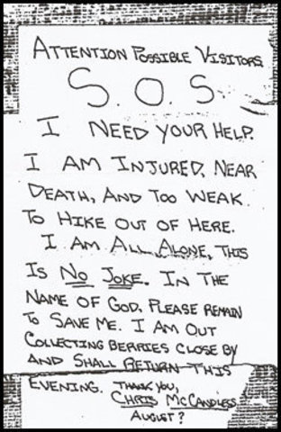 Chris posts and SOS note.