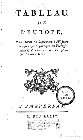 Parution de Tableau de l'Europe
