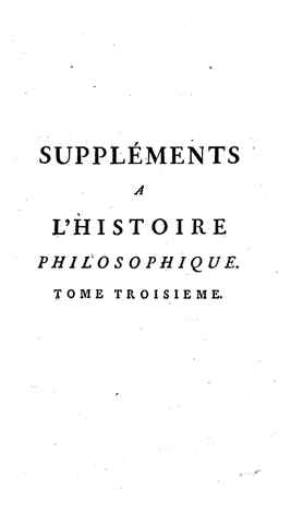 Parution des Suppléments à l'Histoire des deux Indes