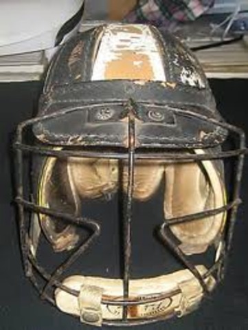 one of the very first lacrosse helmets