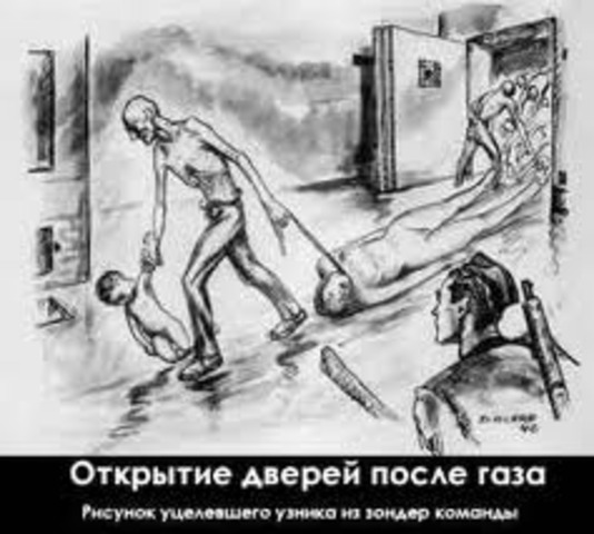 Jews in the Lódz ghetto are deported to the killing center at Chelmno.