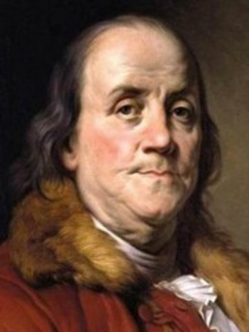 Benjamin Franklin's kite is struck by lightning
