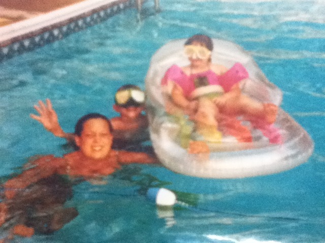 First time swimming in a pool