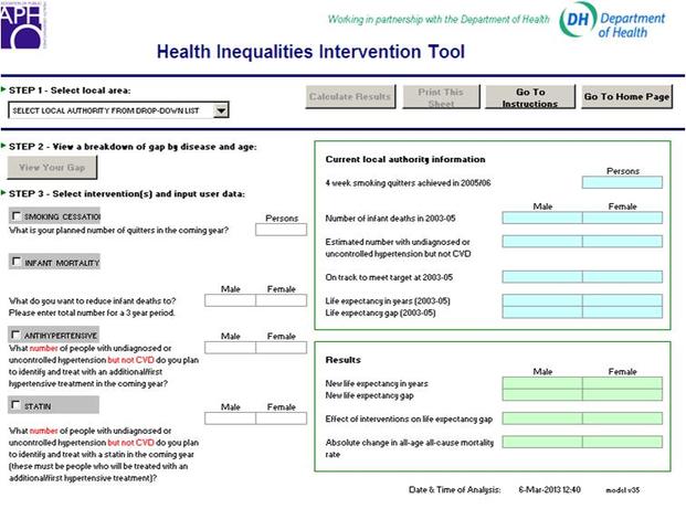 1st health inequalities intervention tool