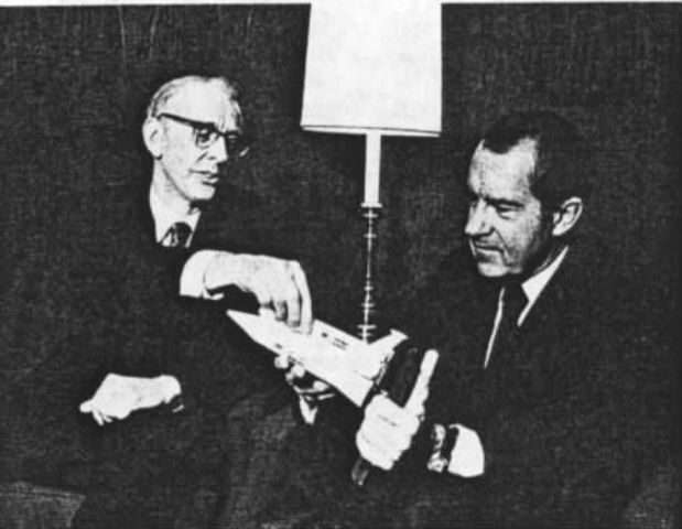 President Nixon officially announces the launch of the Space Program