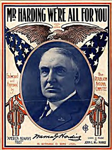 Warren G. Harding becomes president in the United States