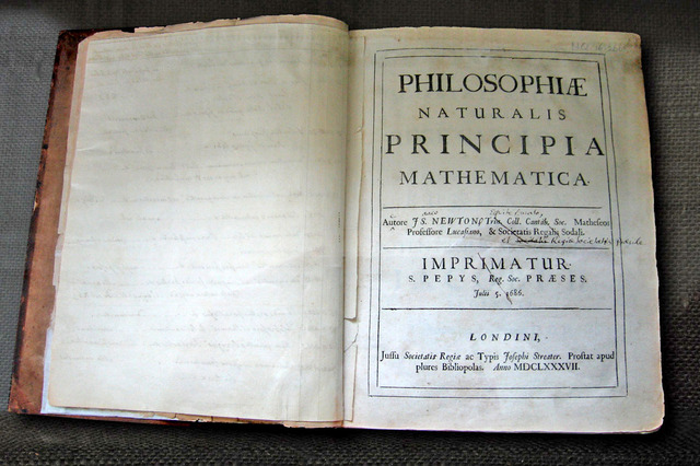 Newton published “Principia”, his benchmark book on three universal laws of motion.
