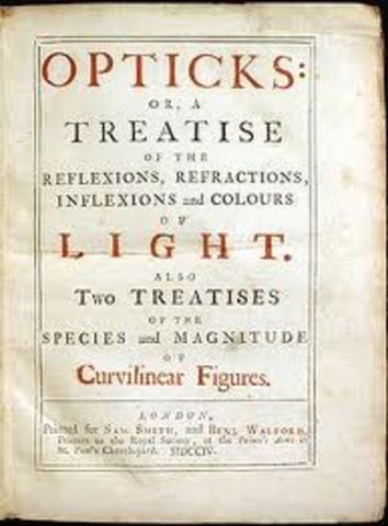 Newton published his first edition of “Opticks” which was a benchmark journal on spectrum.