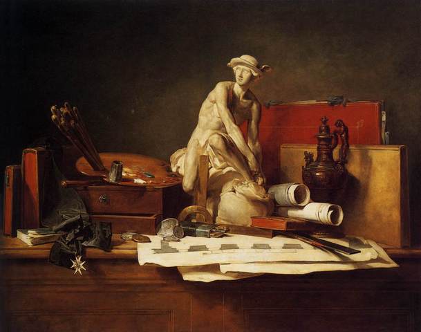 CHARDIN, les attributs des arts et leurs récompenses.