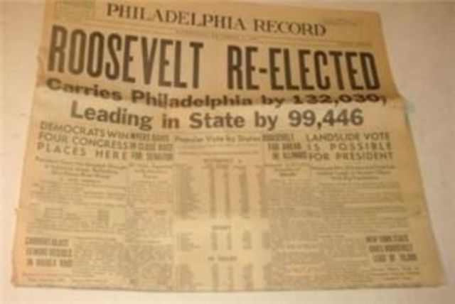 Roosevelt re-elected