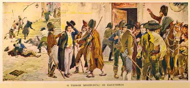 Os miguelistas retiram da margem sul do Douro e avançam de Coimbra sobre Lisboa.