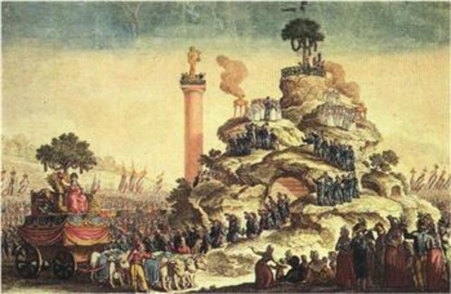 Robespierre issued a decree to the new religion of “The Cult of the Supreme Being”