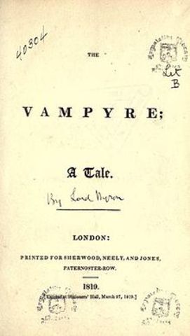 The Vampyre by John William Polidori, 1819
