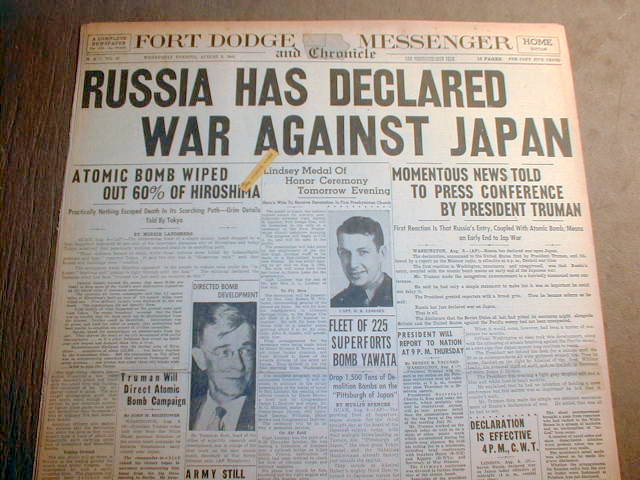 Russia declares war on Japan