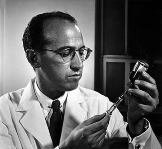Jonas Salk announces polio vaccine.