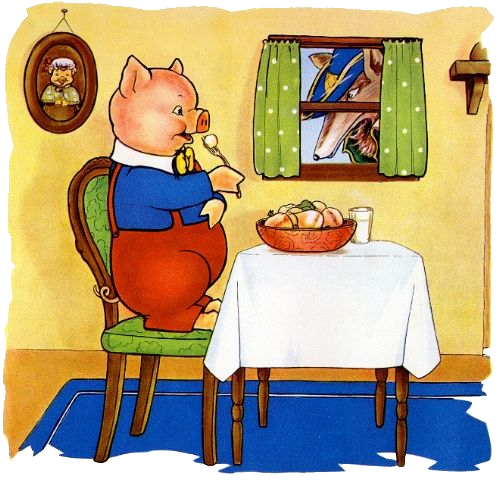 The little pig woke up at 5 o'clock and went to that field.Then he came home at 6 o'clock and the big wolf arrived at the little pig's house at the same time.