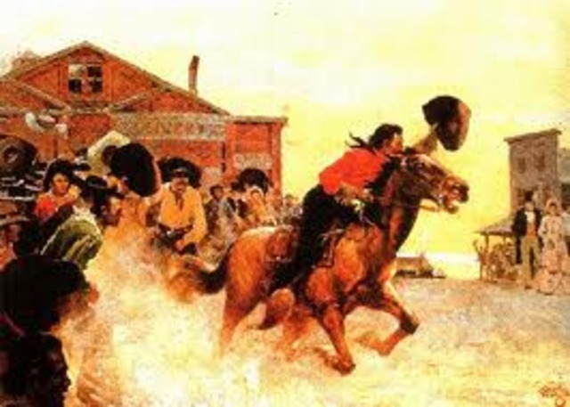 The first Westbound Pony Express trip leaves St. Joseph