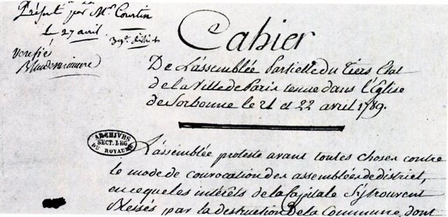 Demande du roi de rédiger les Cahiers de Doléances