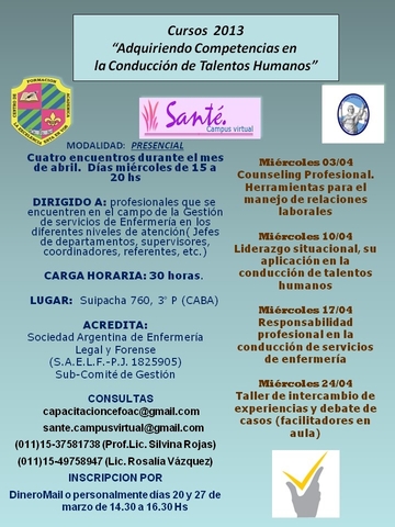 Adquiriendo Competencias en la conducciòn de talentos humanos PRESENCIAL Y ON LINE -