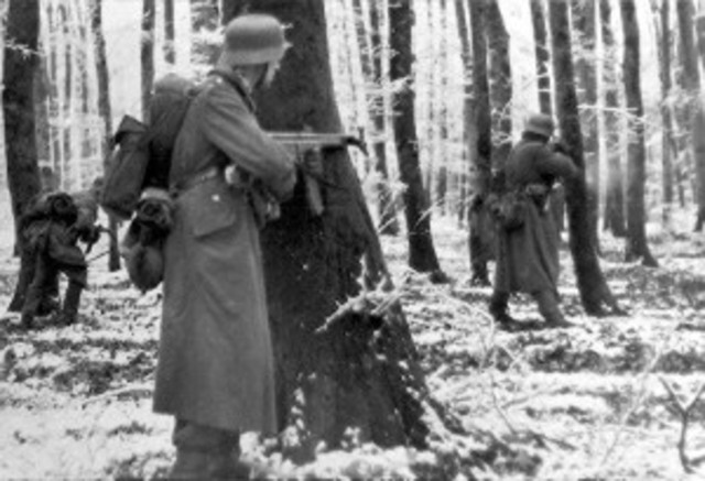 German attack through Ardennes - Battle of the Bulge begins.