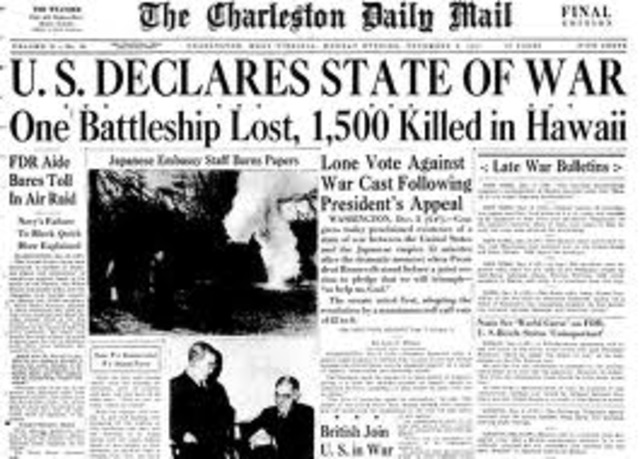 U.S. and Britain declare war on Japan