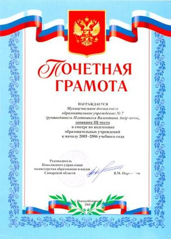 ПОЧЁТНАЯ ГРАМОТА