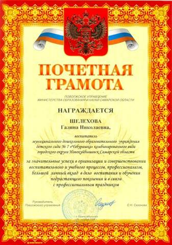 Педагогическое достижение Шелеховой Г.Н.