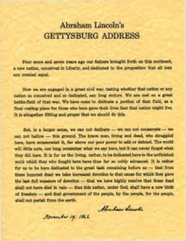 president Lincoln gives a two minute speech called the Gettysburg Address