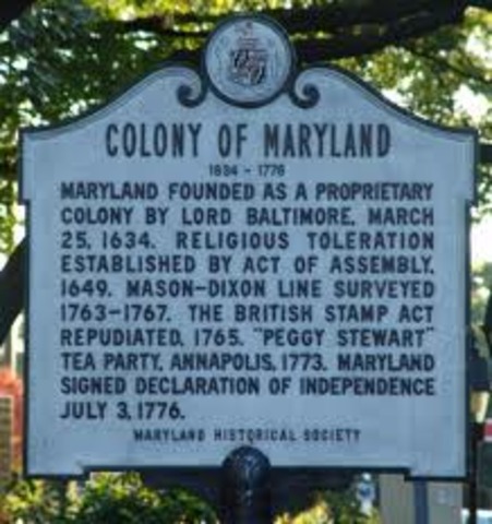 The founding of the Maryland Colony