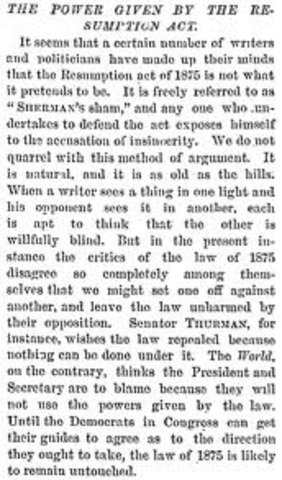 Resumption Act- Panic of 1873