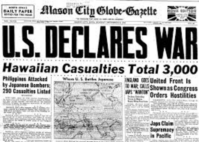 U.S. declares war on Japan