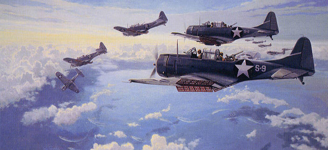 America wins naval battle at Battle of Midway, making a turning point in the Pacific War.