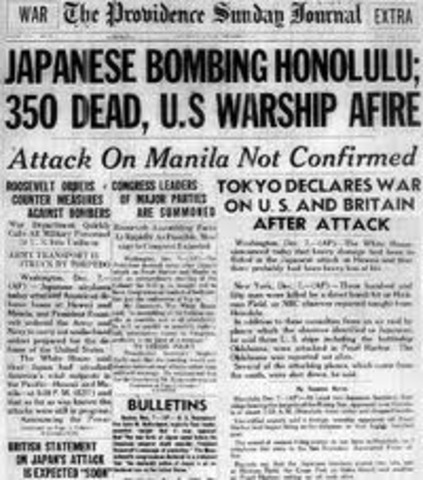 Japan bombs Pearl Harbor