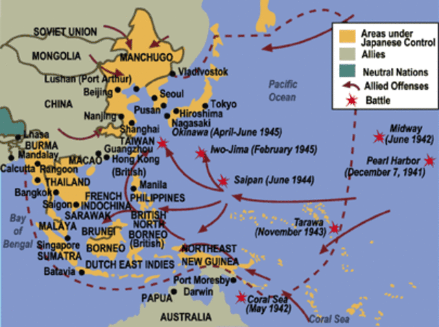 Start of the war in Pacific Theater