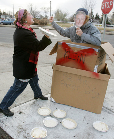 Klein gets pie in the face