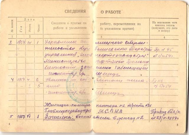 Трудовая книжка Вилковой ТИ