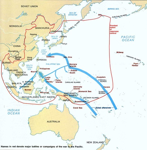 Start of the war in Pacific Theater