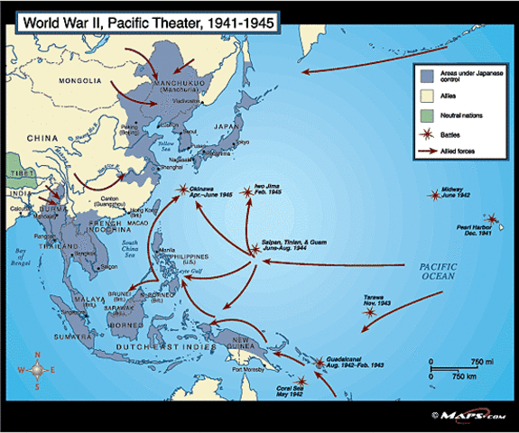 Start of the war in Pacific Theater