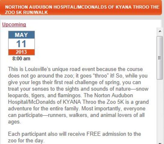 Norton Audubon Hospital/McDonalds of KYANA Throo the Zoo 5k Run/Walk