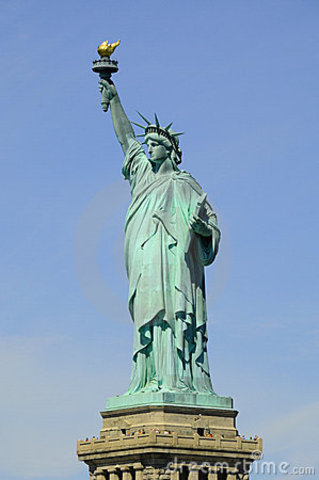 Statue of Liberty erected in New York harbor