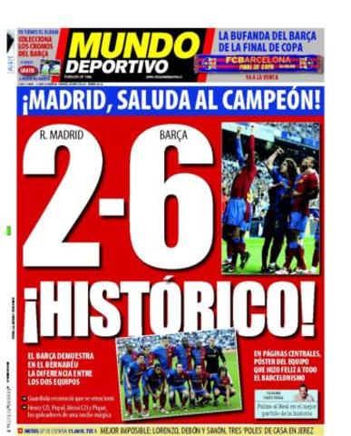 Goleada 6-2 del barca en el bernabeu