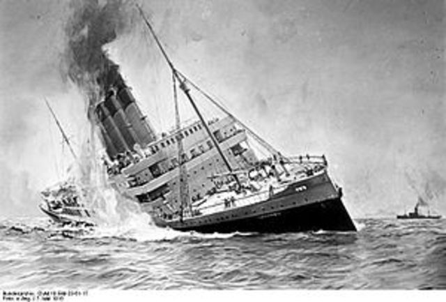 The “Lusitania” was sunk by a German U-boat