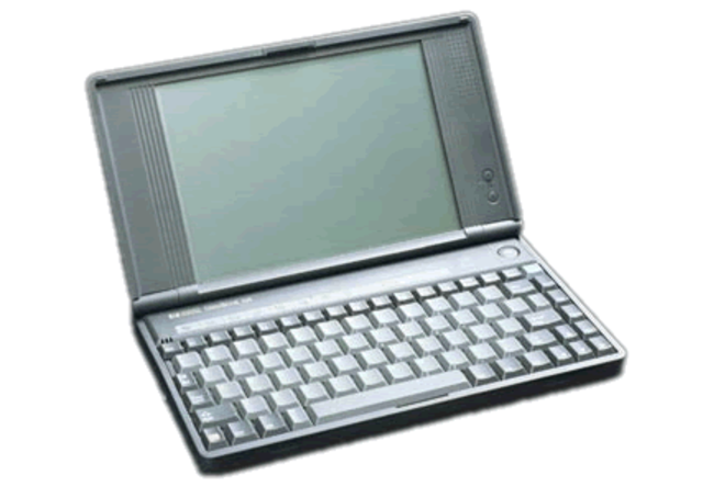 HP introduced the full fledged  "super portable" palm top alike computer: the HP OmniBook 300