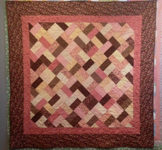 Pink and Brown Cobblestones Quilt DONE